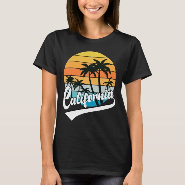 Kalifornien Retro Sunset Women's Black T - Shirt (Vorderseite)