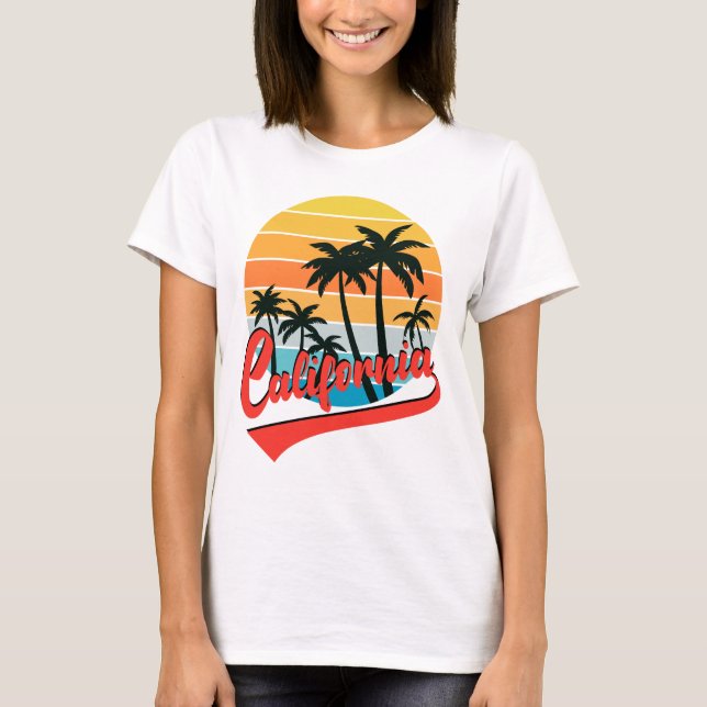 Kalifornien Retro Sunset Women's White T - Shirt (Vorderseite)