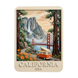 Kalifornien-Roadtrip Vintage-3D-Landschaftstextur Magnet