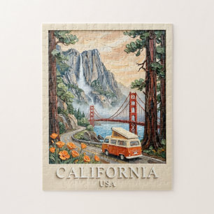 Kalifornien Roadtrip Vintage 3D Texturlandschaft Puzzle