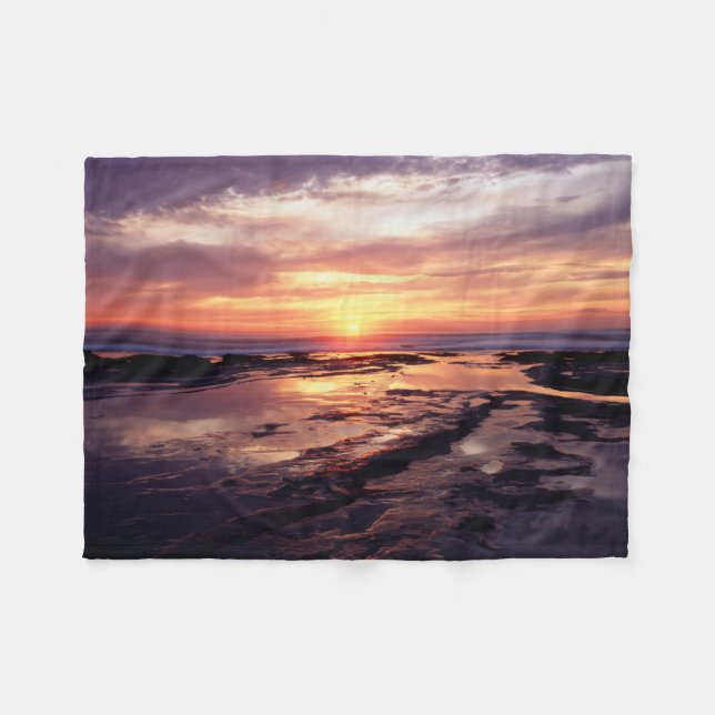 Kalifornien, San Diego, Sunset Cliffs, Sunset 3 Fleecedecke (Vorderseite (Horizontal))