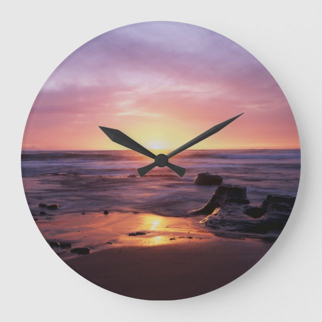 Kalifornien, San Diego, Sunset Cliffs, Sunset 4 Große Wanduhr (Vorderseite)