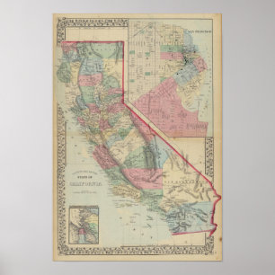 Kalifornien, San Francisco Karte von Mitchell Poster