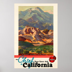 Kalifornien - Santa Fe Chief Railroad Vintage Poster
