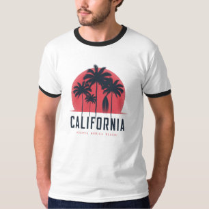Kalifornien Santa Monica Beach Retro Palme T-Shirt