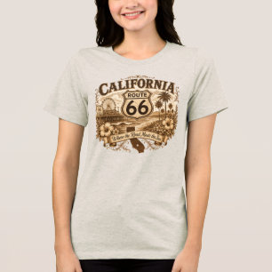 Kalifornien Santa Monica Pier Route 66 Retro Sepia Tri-Blend Shirt