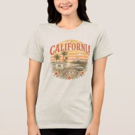 Kalifornien Santa Monica Pier Vintage Sonnenunterg Tri-Blend Shirt
