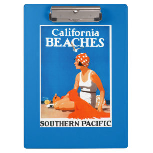 Kalifornien setzt förderndes Plakat auf den Strand Klemmbrett