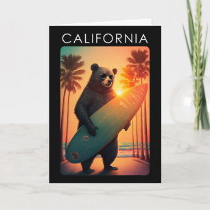 Kalifornien Shirt Cool Republik Bär Surfen Strand  Karte