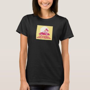 Kalifornien-Sonnenuntergang Retro-Vintage-Flamingo T-Shirt