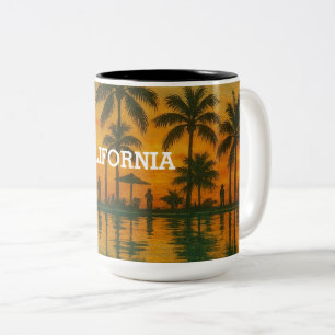 Kalifornien-Sonnenuntergang-Tasse – Tropische Stra Zweifarbige Tasse