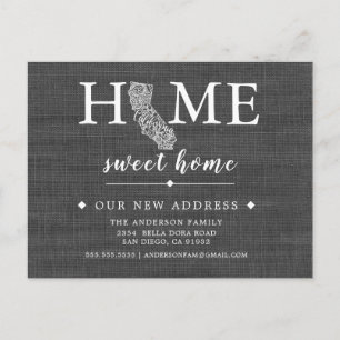 KALIFORNIEN Staat-Umsteigekarte Ankündigungspostkarte