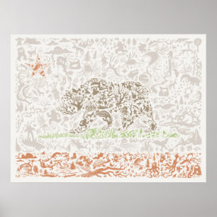 Kalifornien-Staats-Flagge Poster