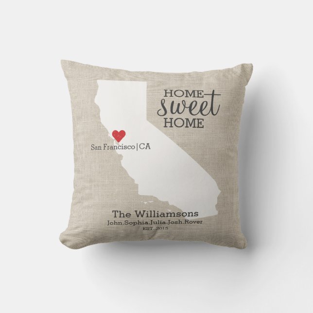 Kalifornien-Staats-Liebe-Zuhause-süße Kissen (Vorderseite)