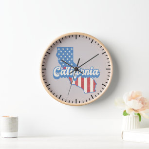 Kalifornien Stars & Stripes Silhouette Uhr