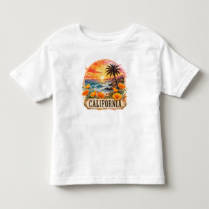 Kalifornien Strand Blumen Tropisches Aquarell-Desi Kleinkind T-shirt