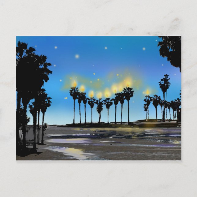 Kalifornien-Strand-Chanukka-Postkarte Feiertagspostkarte (Vorderseite)