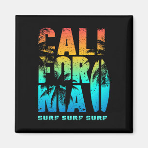 Kalifornien Strand Sommer Stimmung Palmen Surfen  Magnet