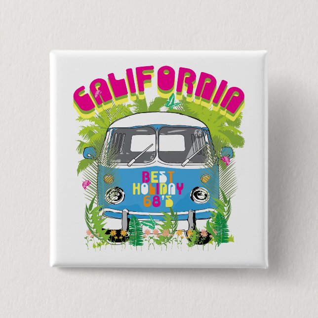 Kalifornien Surf Van Button (Vorderseite)