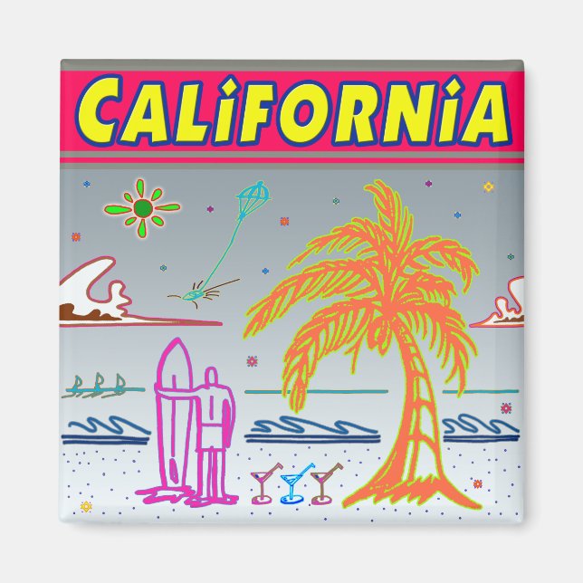 "KALIFORNIEN" Surfer Beach Magnet (Vorne)