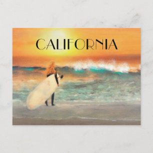 Kalifornien Surfer Girl Strand Sonnenuntergang Pos Postkarte