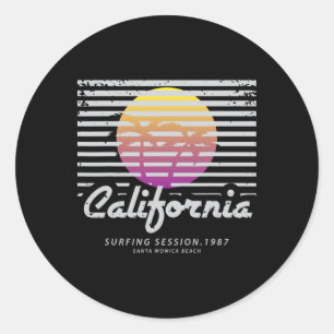 Kalifornien-Surfing-Session 1987 Santa Monica Beac Runder Aufkleber