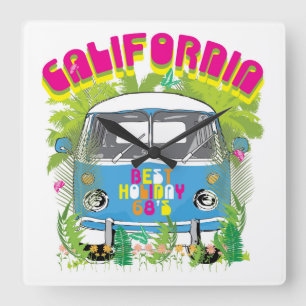 Kalifornien Surfing Van Quadratische Wanduhr