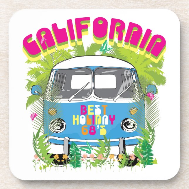 Kalifornien Surfing Van Untersetzer (Vorderseite)