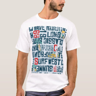 Kalifornien Surfteam: Grunge nahtloses Muster. T-Shirt
