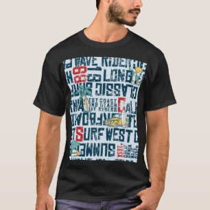 Kalifornien Surfteam: Grunge nahtloses Muster. T-Shirt
