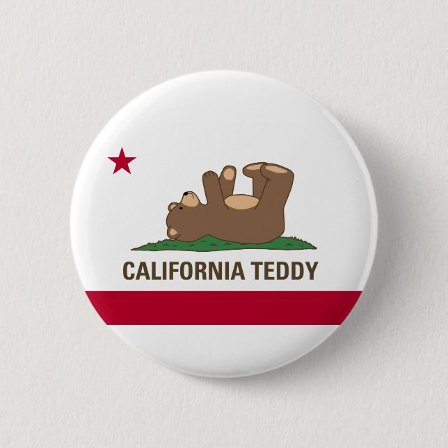Kalifornien-Teddybär-Flagge Button (Vorderseite)