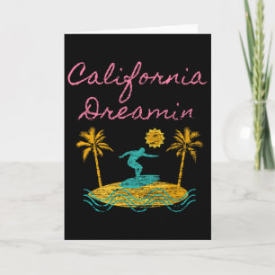 Kalifornien Träum Surfing Retro Träumend  Karte