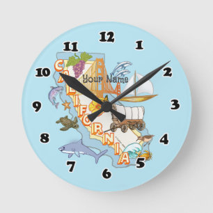 Kalifornien-Uhr Runde Wanduhr