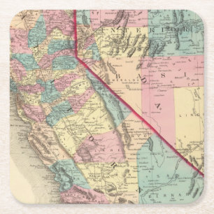 Kalifornien und Nevada 2 2 Rechteckiger Pappuntersetzer