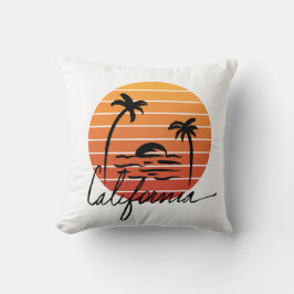 Kalifornien und Vintager Sonnenuntergang im Retro- Kissen