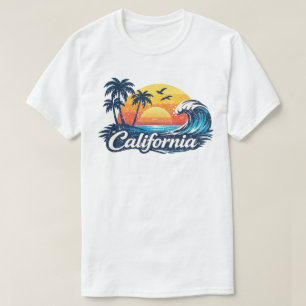 Kalifornien Urlaub Sonnenuntergang Cute Cali 70er T-Shirt