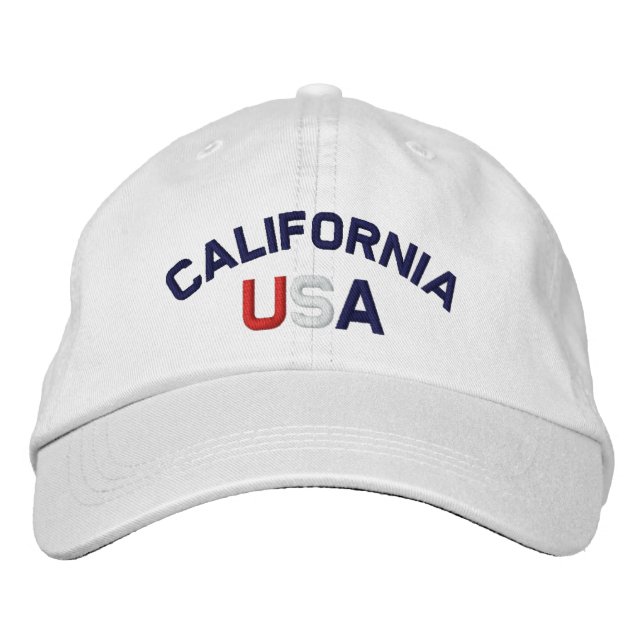 Kalifornien USA bestickt mit White Hat Bestickte Kappe (Vorderseite)