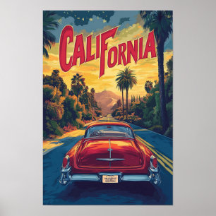 Kalifornien USA Kunst Vintage-Illustration Reise Poster