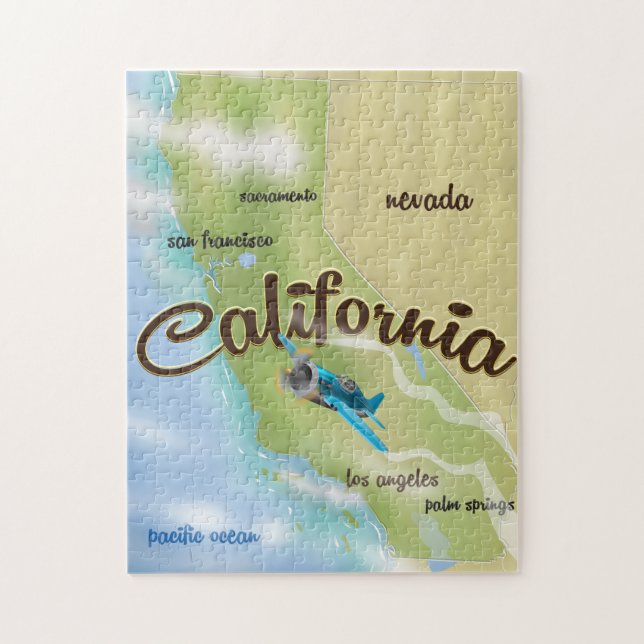 Kalifornien USA Vintage Karte und Reiseplakat Puzzle (Vertikal)
