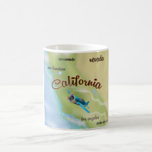 Kalifornien USA Vintage-Karte und Reiseposter. Tasse