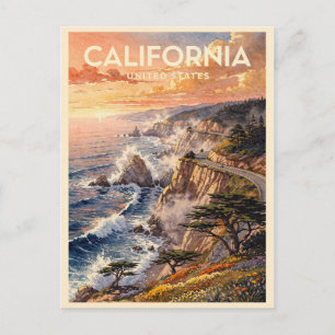 Kalifornien USA Vintage Reise Postkarte