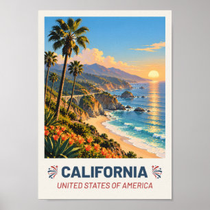 Kalifornien USA – Vintage Reiseplakat Poster
