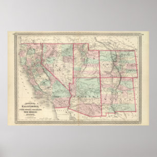 Kalifornien, Utah, Nevada, Colorado Poster