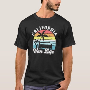 Kalifornien Van Leben Palme Surfbrett Strand Trope T-Shirt