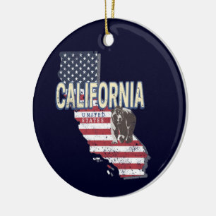 Kalifornien Vereinigte Staaten Retro-Staatskarte V Keramik Ornament