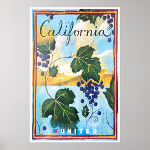 Kalifornien Wein Art United Reiseplakat Weinberg Poster