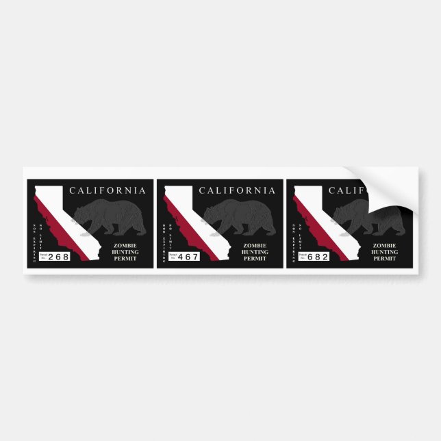 Kalifornien-Zombie-Jagd-Erlaubnis Autoaufkleber (Vorne)