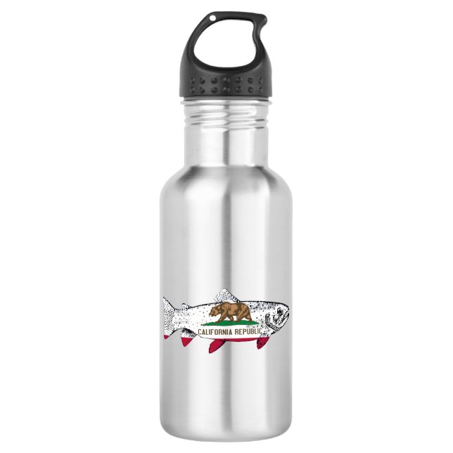 Kalifornische Forelle Edelstahlflasche (Vorderseite)