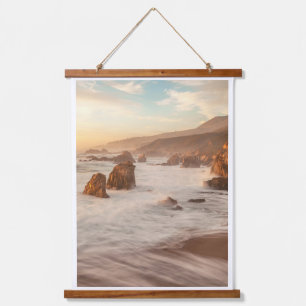 Kalifornische Küste bei Sonnenuntergang Wandteppich Mit Holzrahmen
