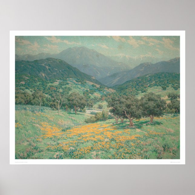 Kalifornische Landschaft mit Poppies (1213) Poster (Vorne)